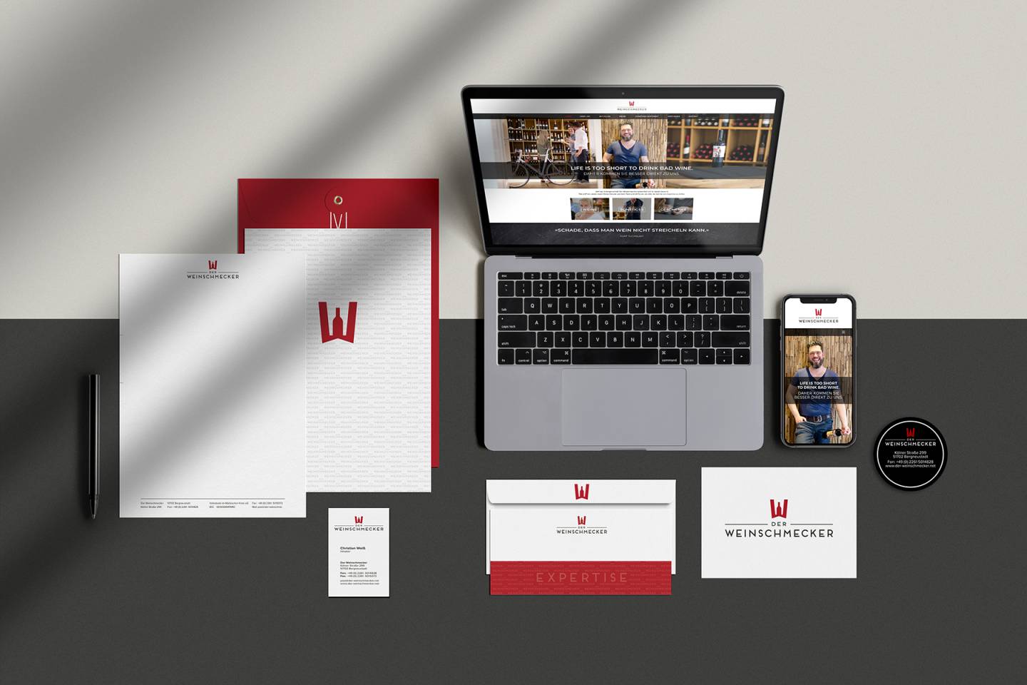 Der Weinschmecker Corporate Design Logo Briefbogen Visitenkarte