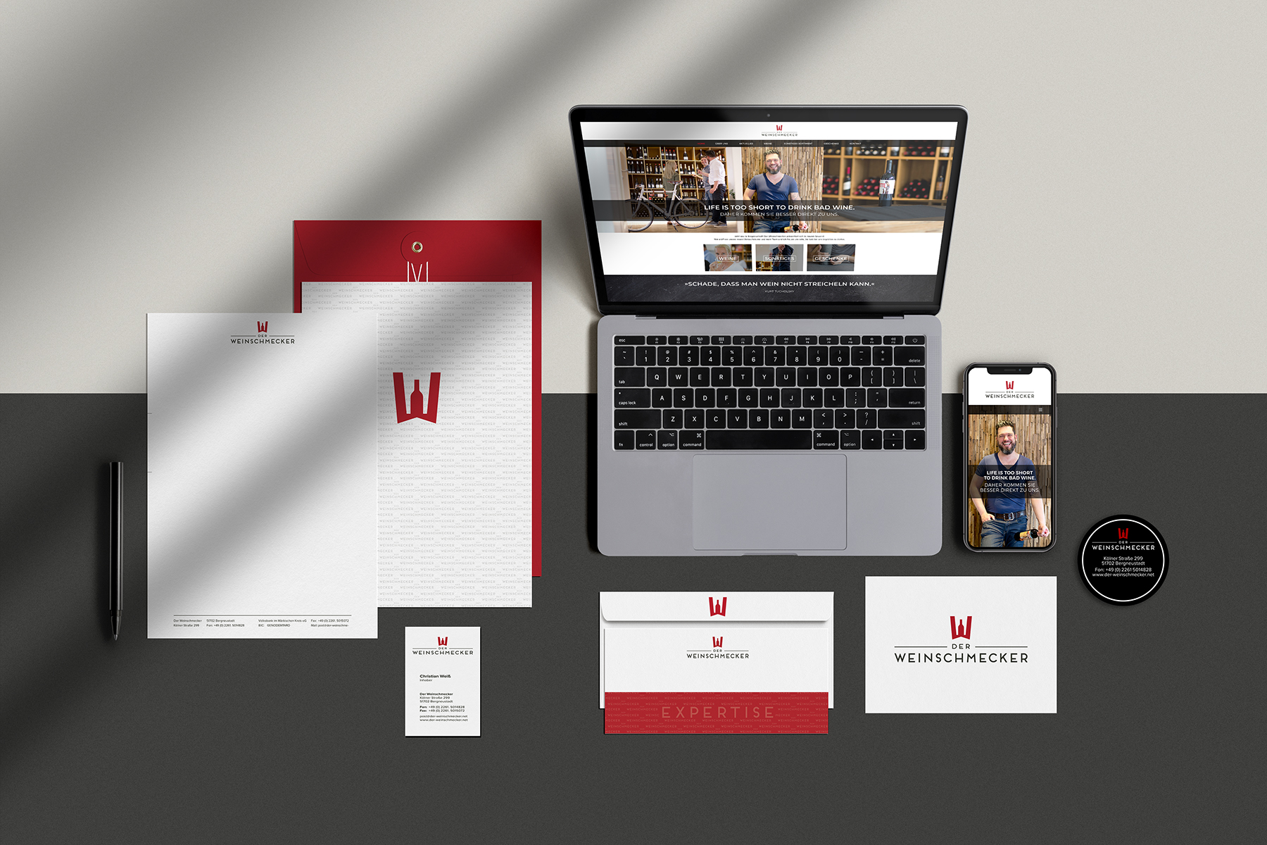 Der Weinschmecker Corporate Design Logo Briefbogen Visitenkarte